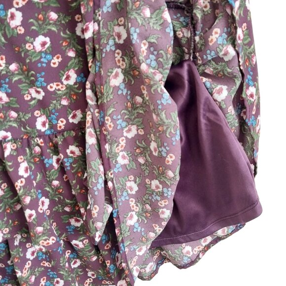 Francesca's Mi Ami Penelope Ruffle Mini Dress Like New Size XXS Purple Floral - Picture 9 of 13